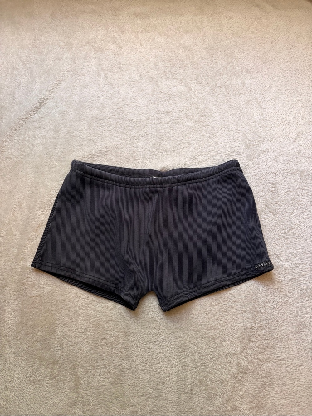 California Sauvage Black Ribbed Swim Coverup Shorts Sleek Poolside Layer